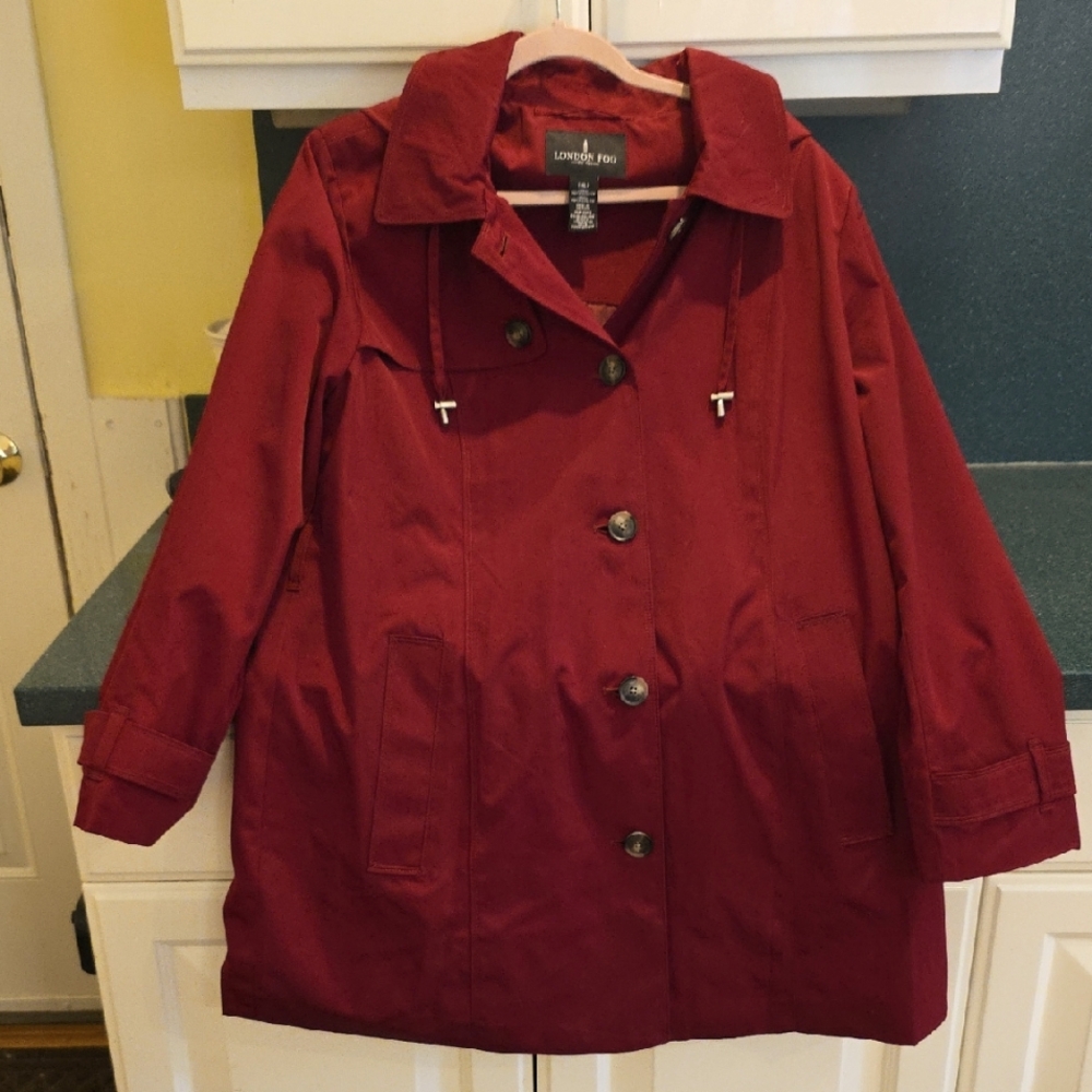 London Fog Women's Burgundy Trench Coat NWOT